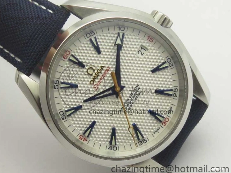 0220 EasyCare Aqua Terra Master Ryder Cup Edition VSF 1:1 Best Edition White Textured Dial on Blue Nylon Strap A8500 Super Clone 8016